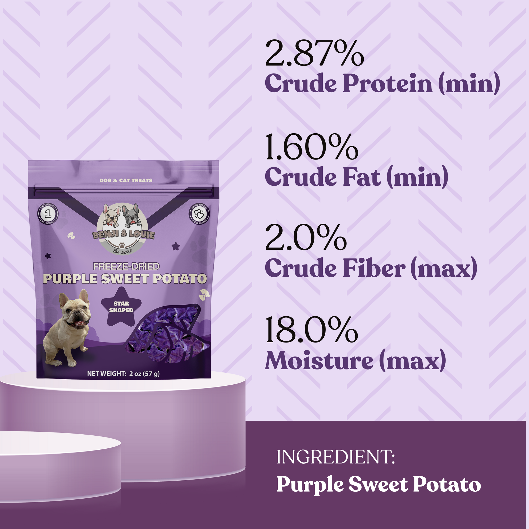 Freeze Dried Purple Sweet Potato Star Shape
