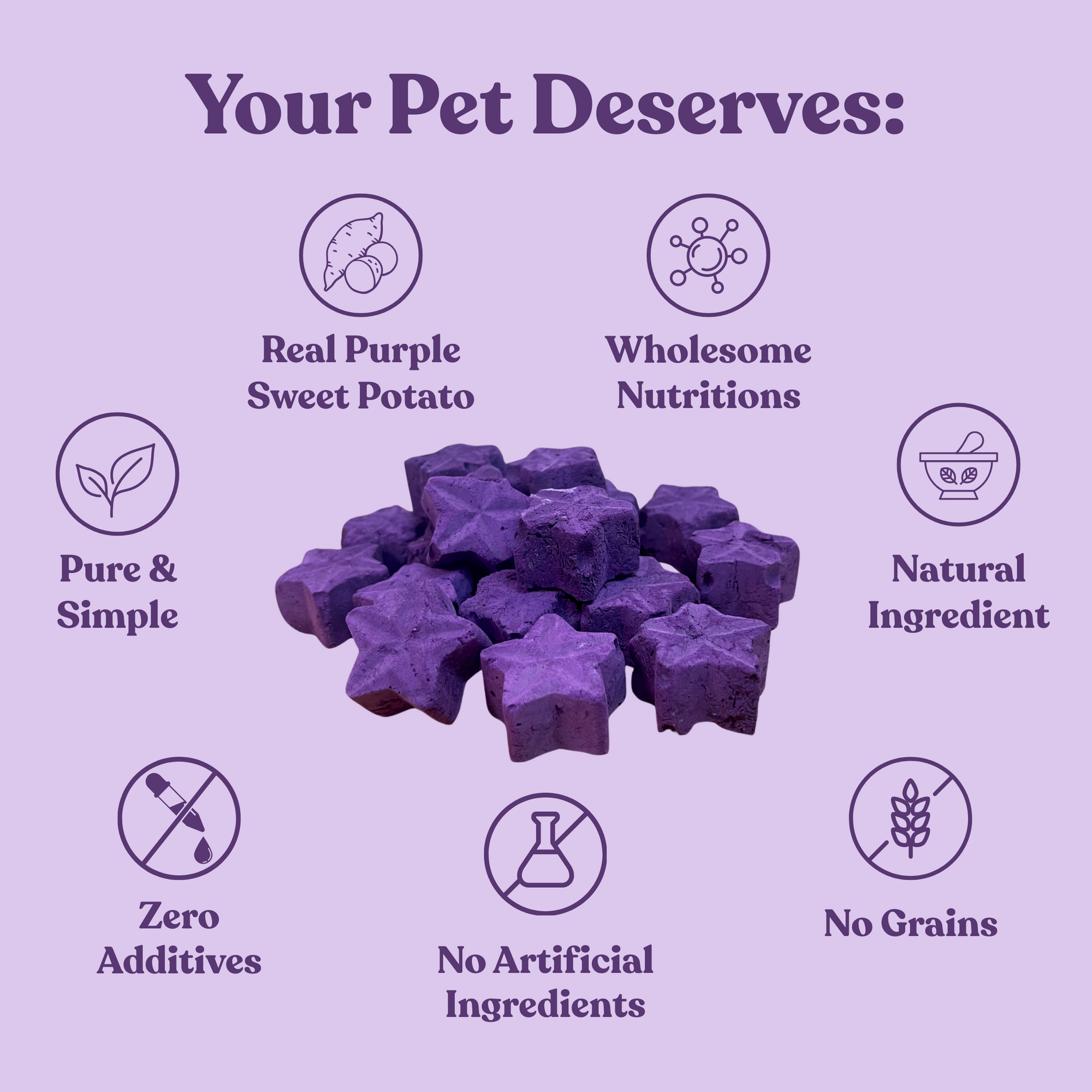 Freeze Dried Purple Sweet Potato Star Shape